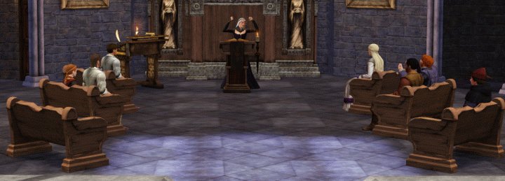 A Jacoban Priest gives a Sermon in the Sims Medieval